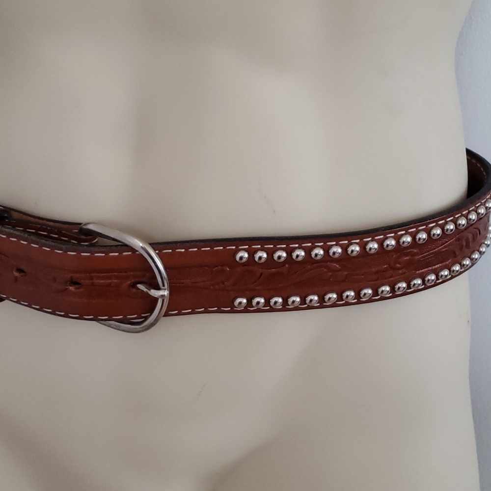 Tooled Leather Belt Size 34